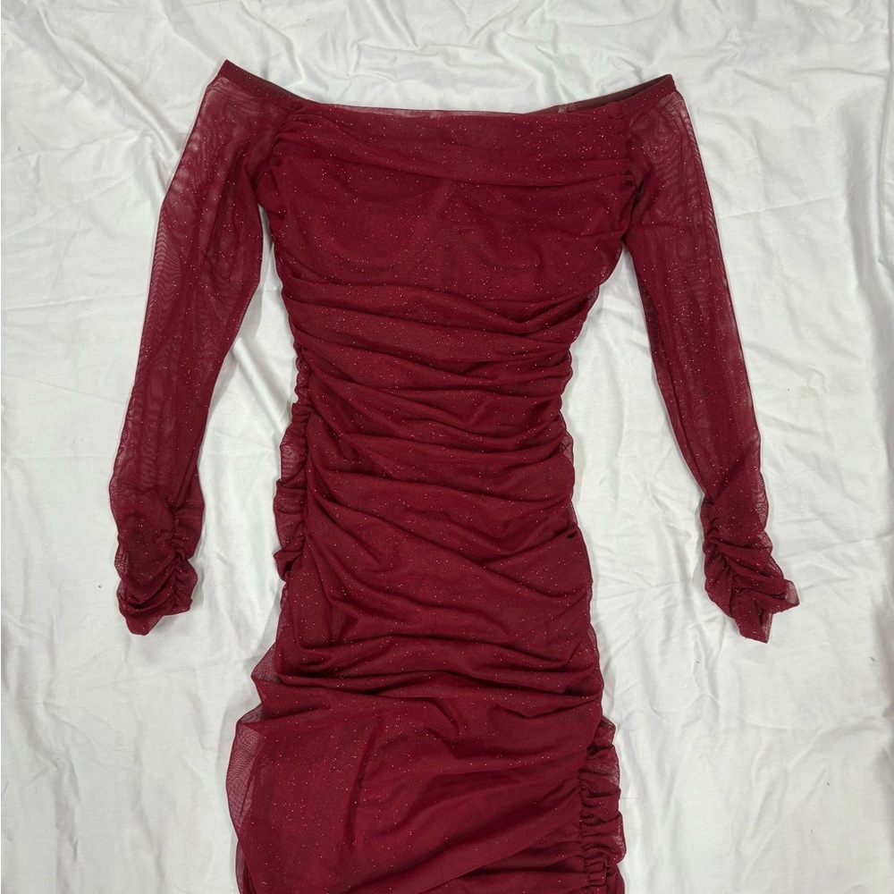 Sparkly Red Off-Shoulder Homecoming Dress